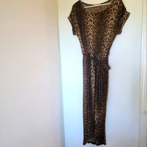 Polyester leopard print sheath dress